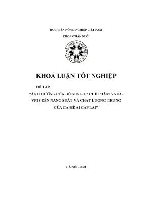 Ảnh hưởng của bổ sung 1 5 chế phẩm vnuavp18 đến năng suất và chất lượng trứng của gà đẻ ai cập lai