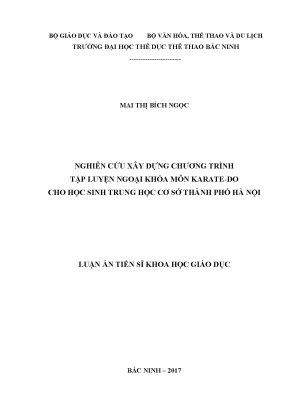 Nghiên cứu xây dựng chương trình tập luyện ngoại khóa môn karate do cho học sinh trung học cơ sở tp hà nội