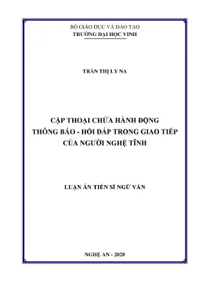 Cặp thoại chứa hành động thông báo hồi đáp trong giao tiếp của người nghệ tĩnh