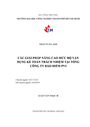 Các giải pháp nâng cao mức độ vận dụng kế toán trách nhiệm tại tổng công ty bảo hiểm pvi