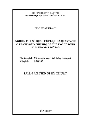 Nghiên cứu sử dụng cốt liệu đá quartzite ở thanh sơn phú thọ để chế tạo bê tông xi măng mặt đường