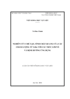 Nghiên cứu chế tạo tính chất quang của các chấm lượng tử cdse với cấu trúc lõi vỏ và định hướng ứng dụng