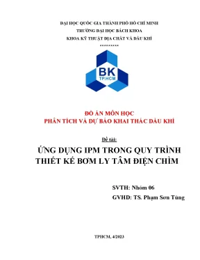 Đề tài ứng dụng ipm trong quy trình thiết kế bơm ly tâm điện chìm