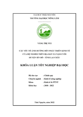 Các yếu tố ảnh hưởng đến phát triển kinh tế của hộ nghèo trên địa bàn xã nậm cuổi sìn hồ lai châu