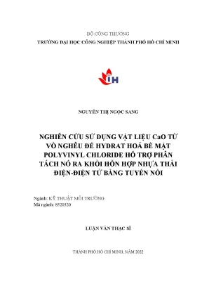 Nghiên cứu sử dụng vật liệu cao từ vỏ nghêu để hydrat hoá bề mặt polyvinyl chloride hỗ trợ phân tách khỏi hỗn hợp nhựa thải điện điện tử bằng tuyển nổi