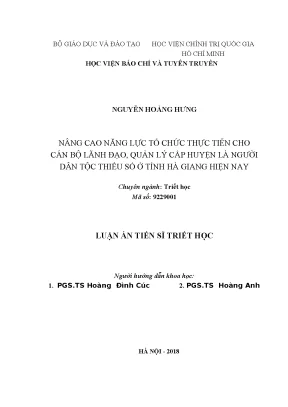 Nâng cao năng lực tổ chức thực tiễn cho cán bộ lãnh đạo quản lý cấp huyện là người dân tộc thiểu số ở tỉnh hà giang hiện nay