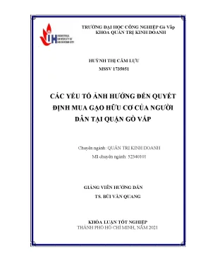 Các yếu tố ảnh hưởng đến quyết định mua gạo hữu cơ của người dân tại quận gò vấp