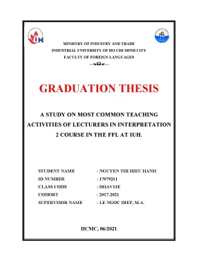 A study on most common teaching activities of lecturers in interpretation 2 course in the ffl at iuh graduation thesis faculty of foreign languages