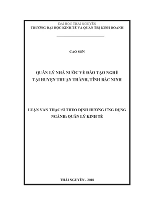 Quản lý nhà nước về đào tạo nghề tại huyện thuận thành tỉnh bắc ninh
