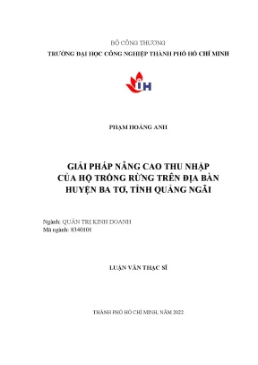 Giải pháp nâng cao thu nhập của hộ trồng rừng trên địa bàn huyện ba tơ tỉnh quảng ngãi