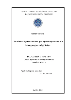 Nghiên cứu tính giải nghĩa được của hệ mờ theo ngữ nghĩa thế giới thực