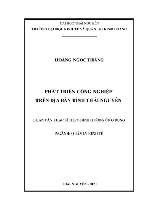 Phát triển công nghiệp trên địa bàn tỉnh thái nguyên