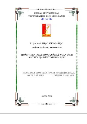 Hoàn thiện hoạt động quản lý ngân sách xã trên địa bàn tỉnh nam định