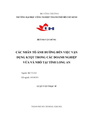Các nhân tố ảnh hưởng đến việc vận dụng ktqt trong các dn vừa và nhỏ tại tỉnh long an