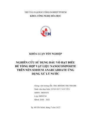 Nghiên cứu sử dụng dầu vỏ hạt điều để tổng hợp vật liệu nanocomposite trên nền sodium anarcardate ứng dụng xử lý nước