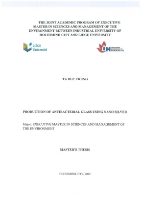 Production of antibacterial glass using nano silver masters thesis major sciences and management of the environment