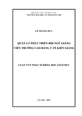 Quản lý phát triển đội ngũ giảng viên trường cao đẳng y tế kiên giang