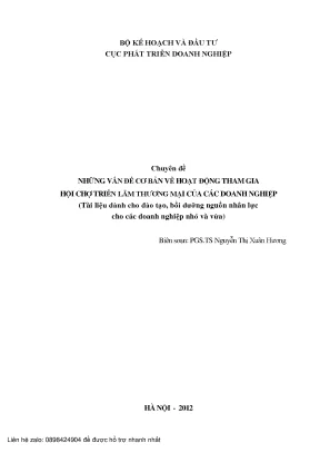 Chuyên đề những vấn đề cơ bản về hoạt động tham gia hội chợ triển lãm thương mại của các doanh nghiệp pgs ts nguyễn thị xuân hương