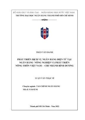 Phát triển dịch vụ ngân hàng điện tử tại ngân hàng nông nghiệp và phát triển nông thôn việt nam chi nhánh bình dương