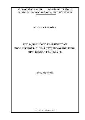 Ứng dụng phương pháp tính toán động lực học lưu chất cfd trong tối ưu hóa hình dạng mũi tàu quả lê