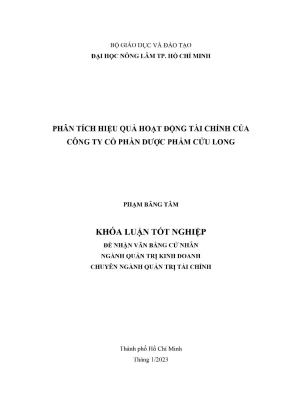 Khóa luận tốt nghiệp quản trị kinh doanh phân tích hiệu quả hoạt động tài chính của công ty cổ phần dược phẩm cửu long