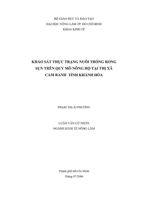 Khóa luận tốt nghiệp kinh tế nông lâm khảo sát thực trạng nuôi trồng rong sụn trên quy mô nông hộ tại thị xã cam ranh tỉnh khánh hòa
