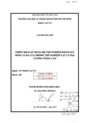 Khóa luận tốt nghiệp sư phạm vật lý triển khai sử dụng bộ thí nghiệm khảo sát sóng vi ba của phòng thí nghiệm vật lý đại cương nâng cao