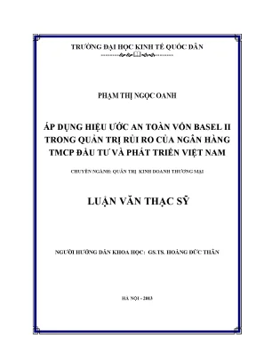 Áp dụng hiệu ước an toàn vốn basel ii trong quản trị rủi ro của ngân hàng tmcp đầu tư và phát triển việt nam