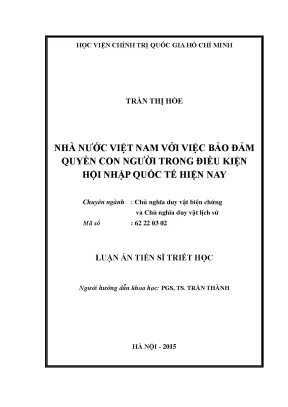 Nhà nước việt nam với việc bảo đảm quyền con người trong điều kiện hội nhập quốc tế hiện nay