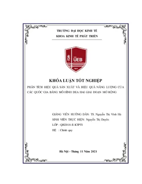 Khóa luận tốt nghiệp kinh tế phát triển phân tích hiệu sản xuất và hiệu quả năng lượng của các quốc gia bằng mô hình dea với hai giai đoạn mở rộng