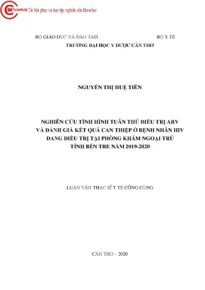 Nghiên cứu tình hình tuân thủ điều trị arv và đánh giá kết quả can thiệp ở bệnh nhân hiv đang điều trị tại phòng khám ngoại trú tỉnh bến tre năm 2019 2020