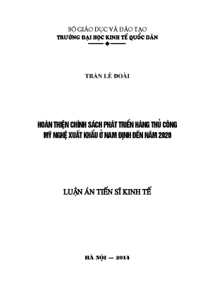 Hoàn thiện chính sách phát triển hàng thủ công mỹ nghệ xuất khẩu ở nam định đến năm 2020