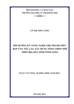 Bồi dưỡng kĩ năng nghề cho thanh niên đáp ứng yêu cầu xây dựng nông thôn mới trên địa bàn tỉnh vĩnh long
