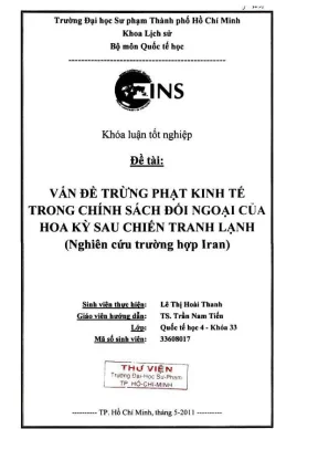 Khóa luận tốt nghiệp lịch sử vấn đề trừng phạt kinh tế trong chính sách đối ngoại của hoa kỳ sau chiến tranh lạnh nghiên cứu trường hợp iran