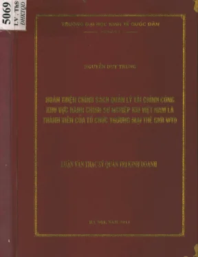 Hoàn thiện chính sách quản lý tài chính công khu vực hành chính sự nghiệp khi việt nam là thành viên của tổ chức thương mại thế giới wto