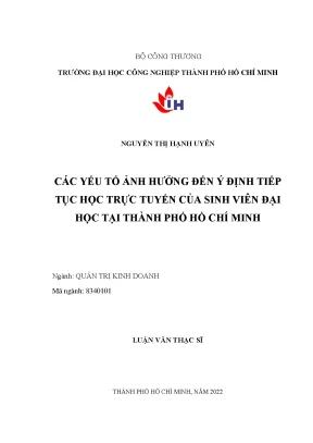 Các yếu tố ảnh hưởng đến ý định tiếp tục học trực tuyến của sinh viên đại học tại thành phố hồ chí minh