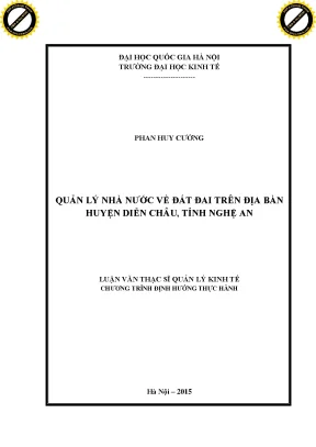 Quản lý nhà nước về đất đai trên địa bàn huyện diễn châu tỉnh nghệ an