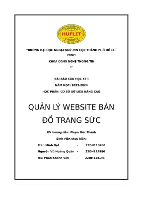 Cơ sở dữ liệu nâng cao quản lý website bánđồ trang sức