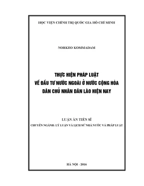 Thực hiện pháp luật về đầu tư nước ngoài ở cộng hòa dân chủ nhân dân lào