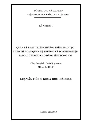 Quản lý phát triển chương trình đào tạo theo tiếp cận quan hệ trường và doanh nghiệp tại các trường cao đẳng tỉnh đồng nai
