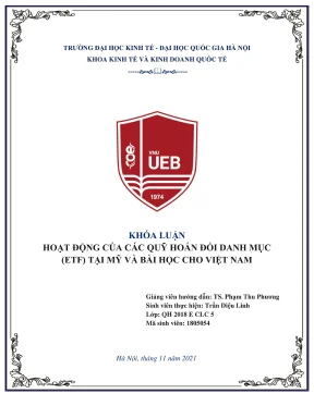 Khóa luận tốt nghiệp kinh doanh quốc tế thực trạng hoạt động của các quỹ hoán đổi danh mục etf tại mỹ và bài học cho việt nam