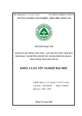 Định hướng quy hoạch hệ thống thu gom vận chuyển chất thải rắn sinh hoạt tại thành phố phan rang tháp chàm tỉnh ninh thuận