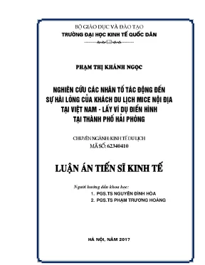 Nghiên cứu các nhân tố tác động đến sự hài lòng của khách du lịch mice nội địa tại việt nam lấy ví dụ điển hình tại thành phố hải phòng