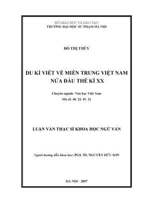 Du kí viết về miền trung việt nam nửa đầu thế kỉ xx