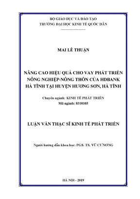 Nâng cao hiệu quả cho vay phát triển nông nghiệp nông thôn của hdbank hà tĩnh tại huyện mường sơn tỉnh hà tĩnh