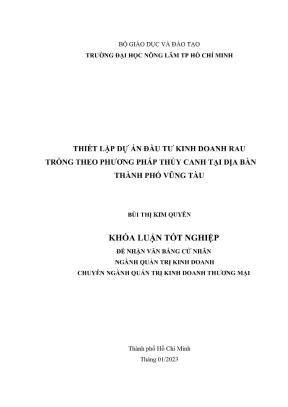Khóa luận tốt nghiệp quản trị kinh doanh thiết lập dự án đầu tư kinh doanh rau trồng theo phương pháp thủy canh tại địa bàn thành phố vũng tàu