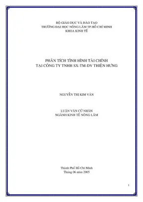 Khóa luận tốt nghiệp kinh tế nông lâm phân tích tình hình tài chính tại công ty tnhh sx tm dv thiện hưng