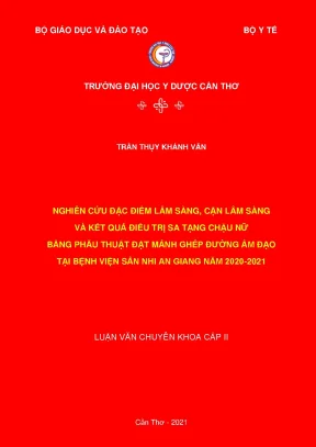 Nghiên cứu đặc điểm lâm sàng cận lâm sàng và kết quả điều trị sa tạng chậu nữ bằng phẫu thuật đặt mảnh ghép đường âm đạo tại bệnh viện sản nhi an giang năm 2020 2021