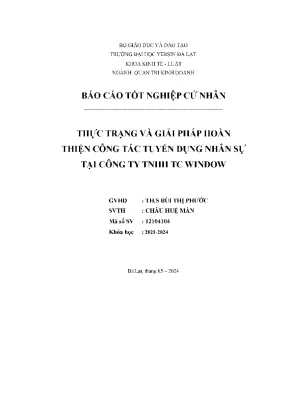 Thực trạng và giải pháp hoàn thiện công tác tuyển dụng nhân sự tại công ty tnhh tc window