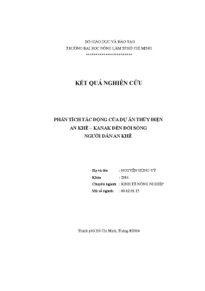 Kết quả nghiên cứu phân tích tác động của dự án thủy điện an khê kanak đến đời sồng người dân an khê